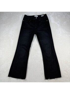 Frame Le Crop Mini Boot Heathered Black Jeans Womens 28 Grunge Raw Hem High Rise